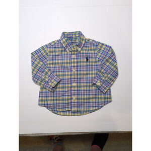 Ralph Lauren Baby Boys Plaid Button Up Long Sleeve Size 6 M Blue Green Yellow